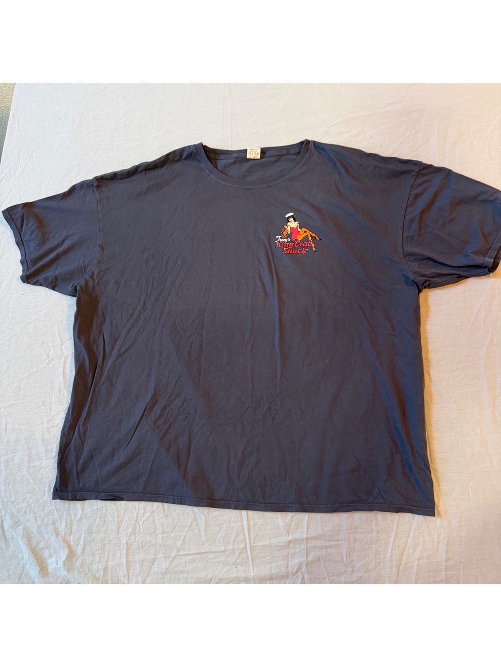 Blue 84 Tracy's King Crab Shack Graphic T-Shirt Size 3XL Gray Juneau Alaska
